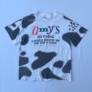 Vintage AOP Cow Print Amy’s Ice Cream 90’s Single Stitch Graphic T-Shirt